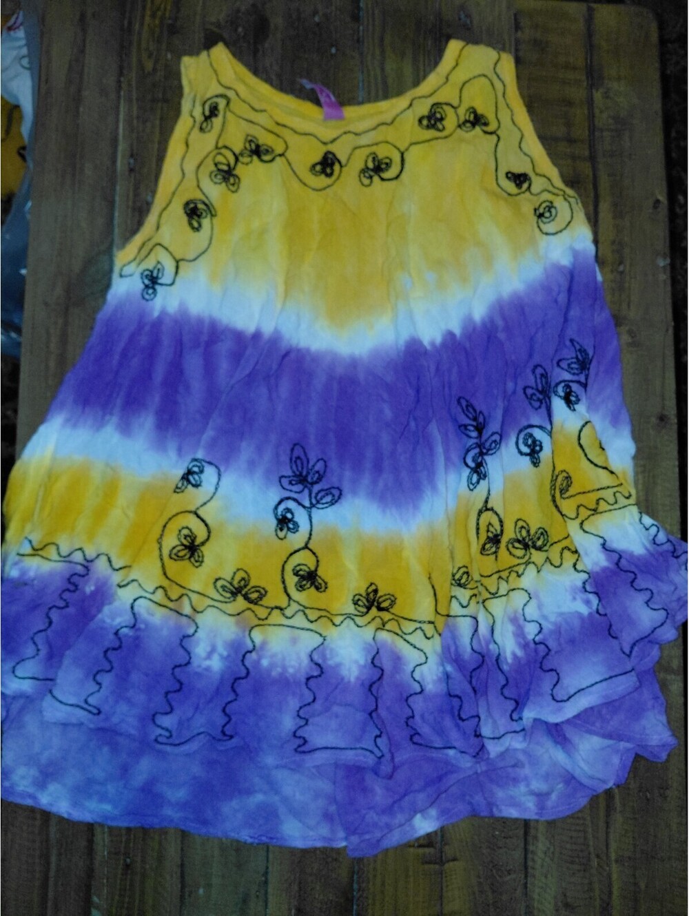 Yellow purple tie dye dress cover up free size